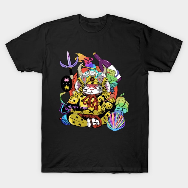 Feudal Feline 1 T-Shirt by Kaijubrothers